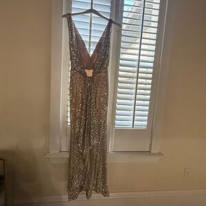Nicole Bakti Champagne Sequin Dress